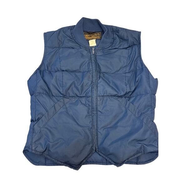 VTG 80s Eddie Bauer Expedition Outfitter Goose down puffer vest blue 18x21 small